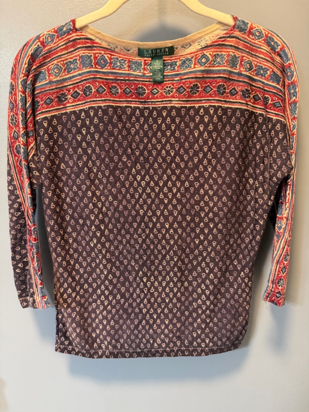 Ralph Lauren Women’s Navy & Red Patterned Long-Sleeve Shirt